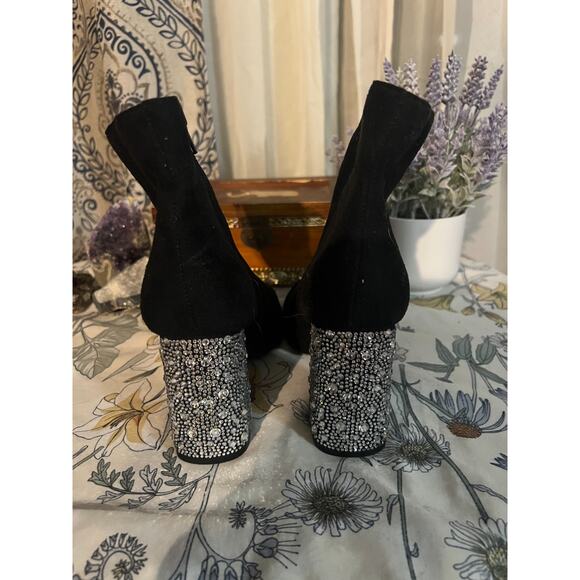 Size 6 Betsey Johnson Boots with Rhinestone Heel - Picture 5 of 5